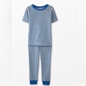 Kids striped short sleeve pajama set in HannaSoft - blue/white - size 5